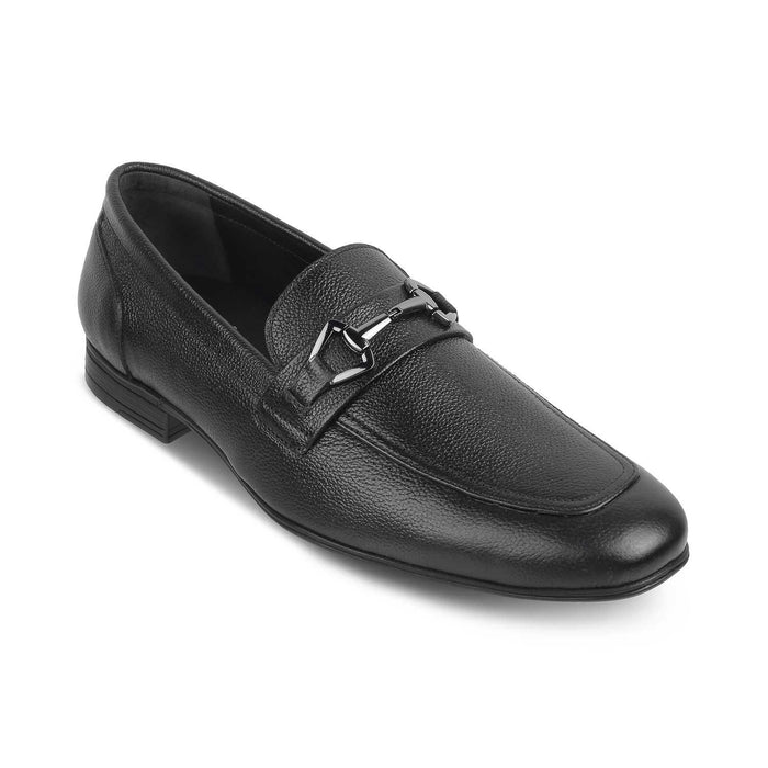 The Bremen Black Men's Leather Loafers Tresmode - Tresmode