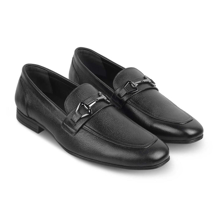 The Bremen Black Men's Leather Loafers Tresmode - Tresmode