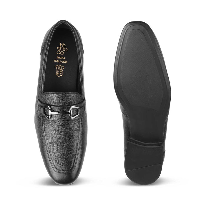 The Bremen Black Men's Leather Loafers Tresmode - Tresmode