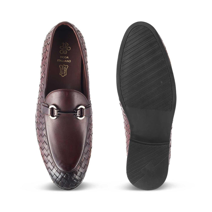 The Comme Brown Men's Leather Loafers Tresmode - Tresmode