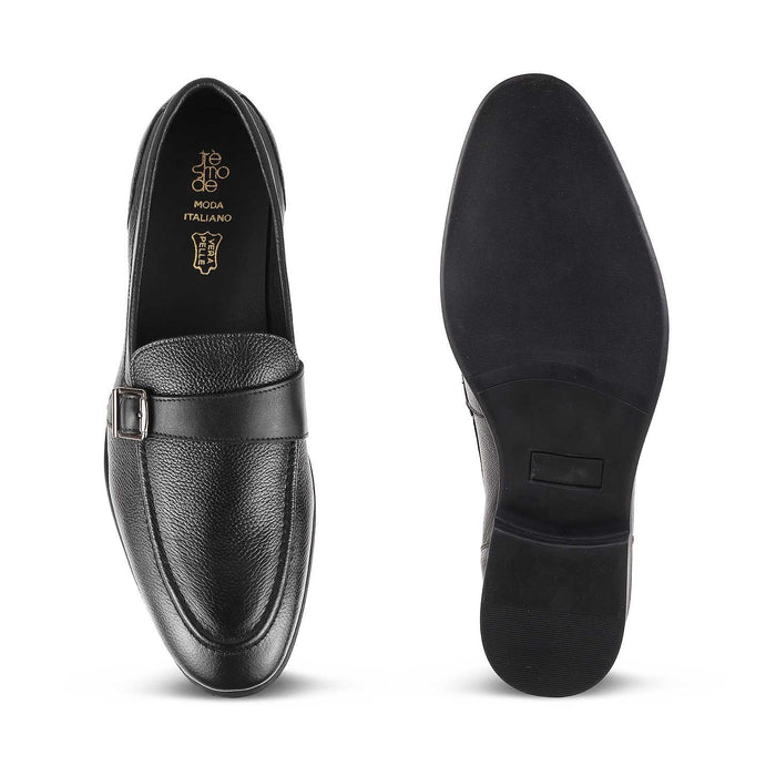 The Heiden Black Men's Leather Loafers Tresmode - Tresmode