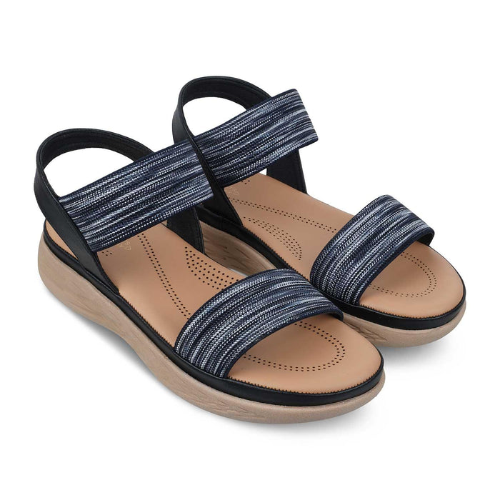 The Hint Black Women's Casual Wedge Sandals Tresmode - Tresmode