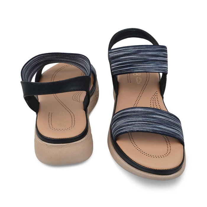 The Hint Black Women's Casual Wedge Sandals Tresmode - Tresmode