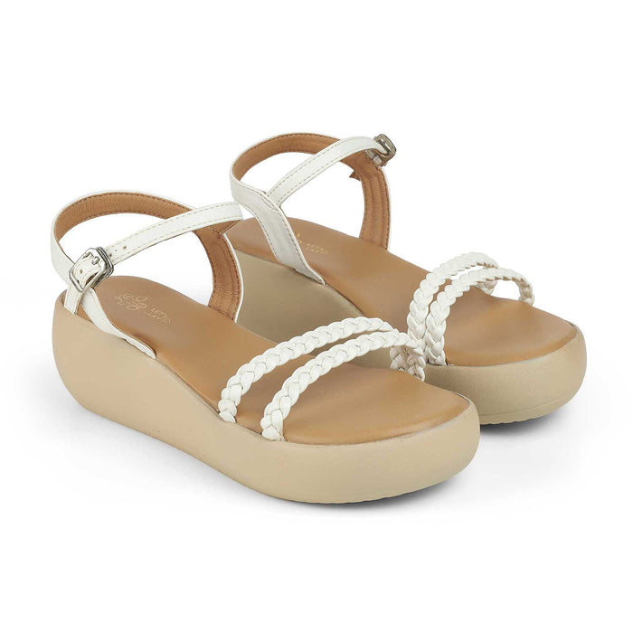 The Leve White Women's Dress Wedge Sandals Tresmode