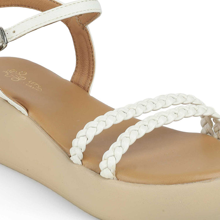 The Leve White Women's Dress Wedge Sandals Tresmode