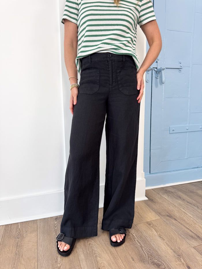 Sanctuary The Linen Marine Wide Leg Bottom - Black – women's bottoms