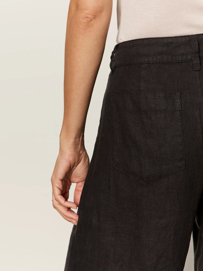 Sanctuary The Linen Marine Wide Leg Bottom - Black – women's bottoms