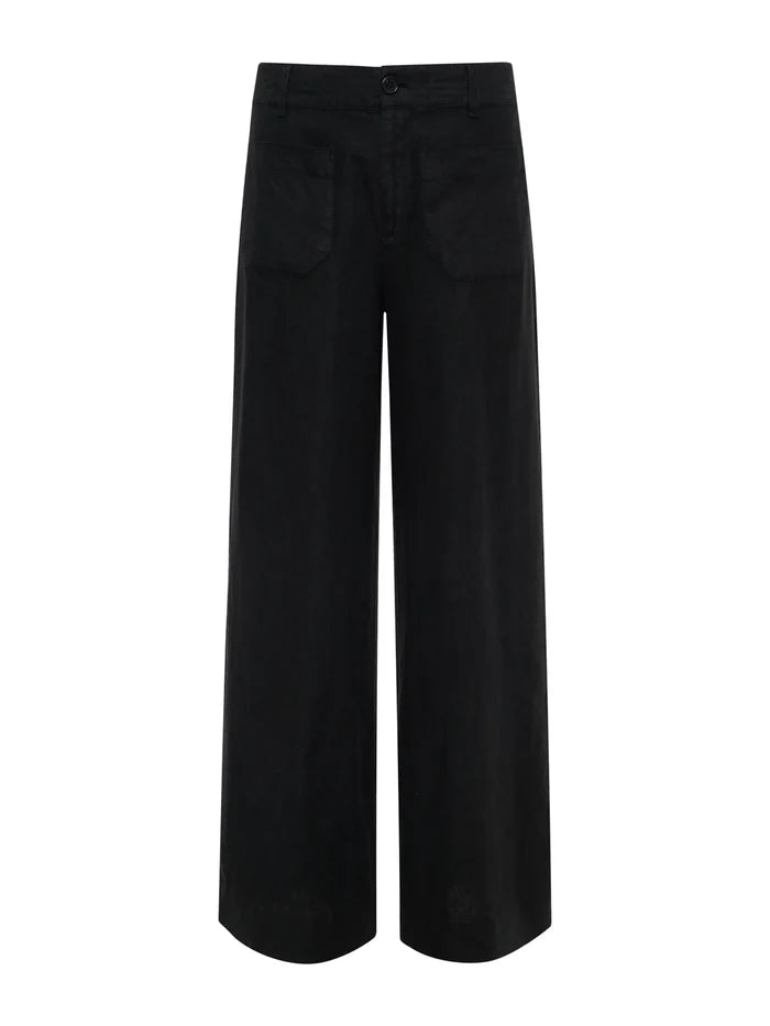 Sanctuary The Linen Marine Wide Leg Bottom - Black – women's bottoms