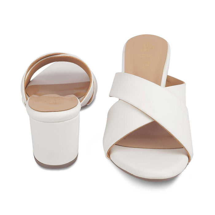 The Lisburn White Women's Dress Block Heel Sandals Tresmode - Tresmode