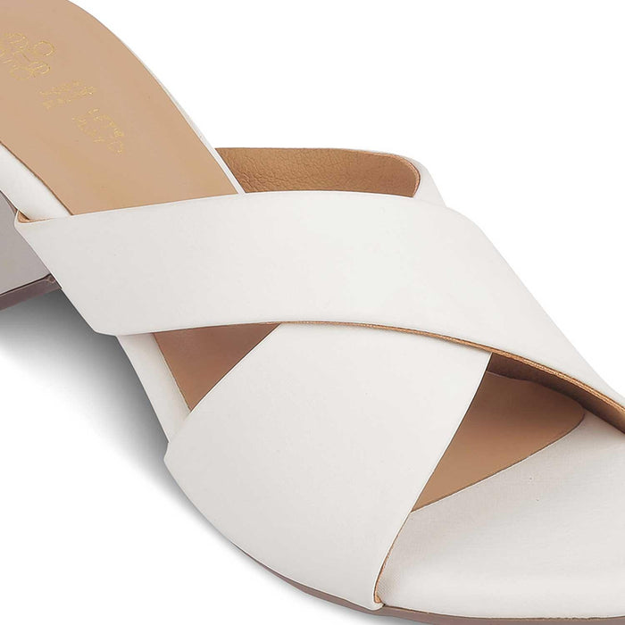The Lisburn White Women's Dress Block Heel Sandals Tresmode - Tresmode