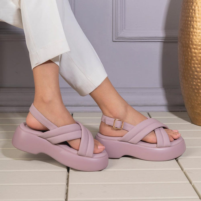 The Lonir Purple Women's Dress Wedge Sandals Tresmode - Tresmode