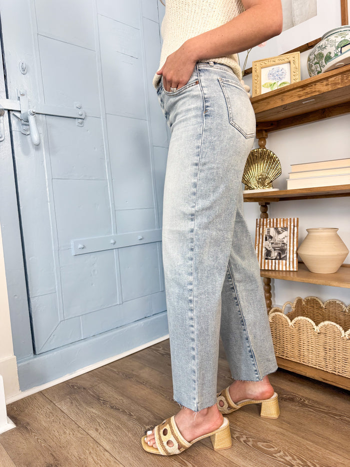 Daze Denim The Pleaser High Rise Wide Ankle Denim - Miracle – women's denim