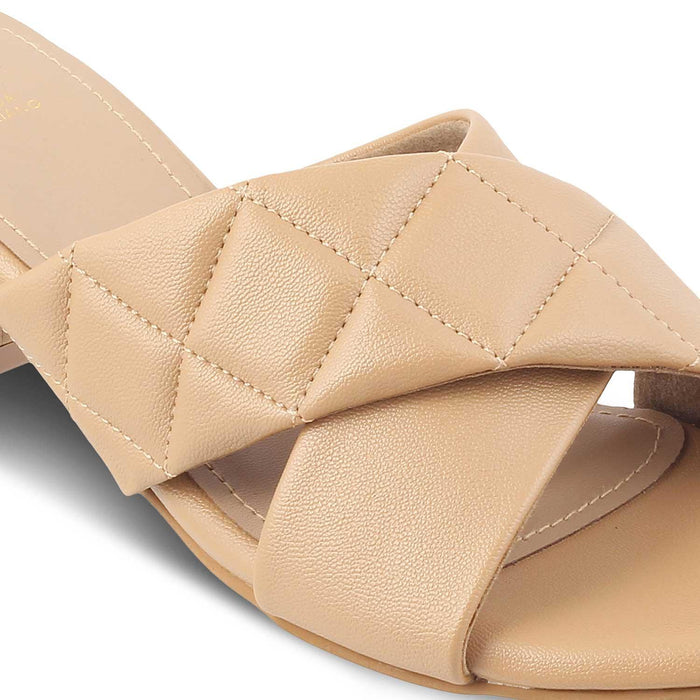 The Romi TMM-5 Beige Women's Dress Block Heel Sandals Tresmode - Tresmode