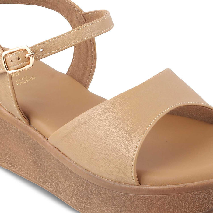 The Sinhere Beige Women's Dress Platform Wedge Sandals Tresmode - Tresmode