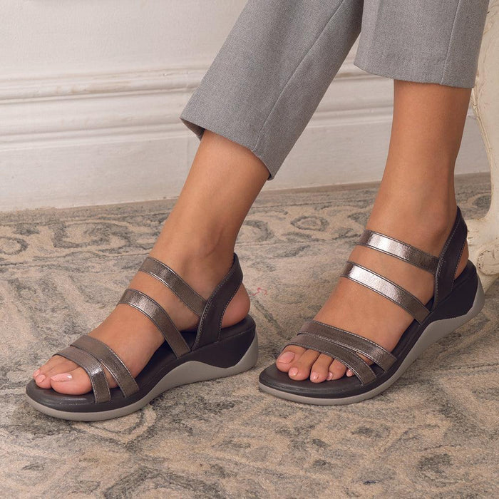 The Sona Pewter Women's Dress Wedge Sandals Tresmode - Tresmode