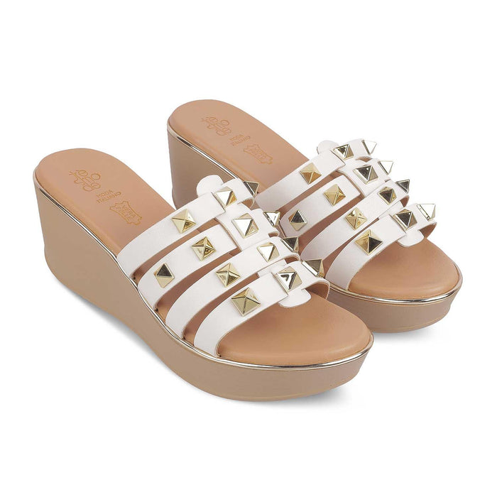 The Tango White Women's Dress Wedge Sandals Tresmode - Tresmode