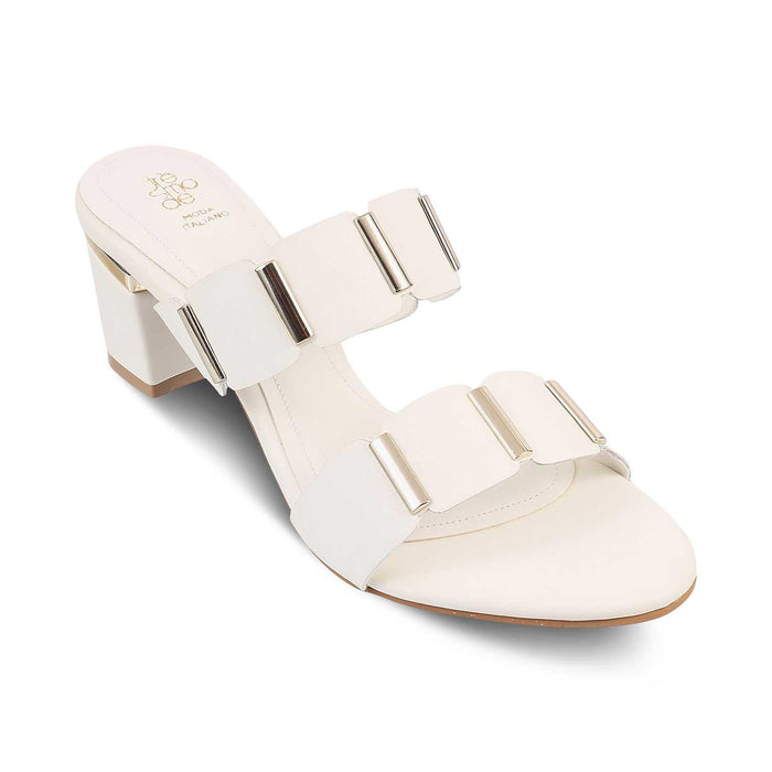 The Valer White Women's Dress Block Heel Sandals Tresmode - Tresmode