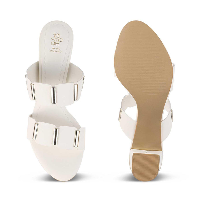 The Valer White Women's Dress Block Heel Sandals Tresmode - Tresmode