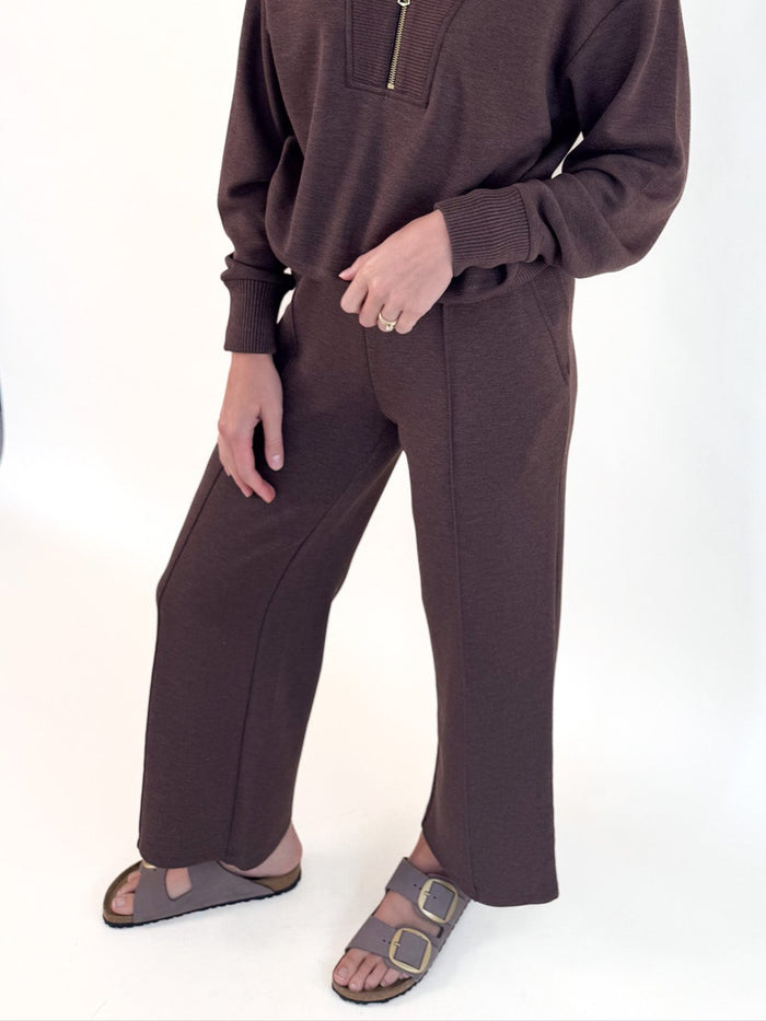 The Wide Leg Pant 28" - Coffee Marl