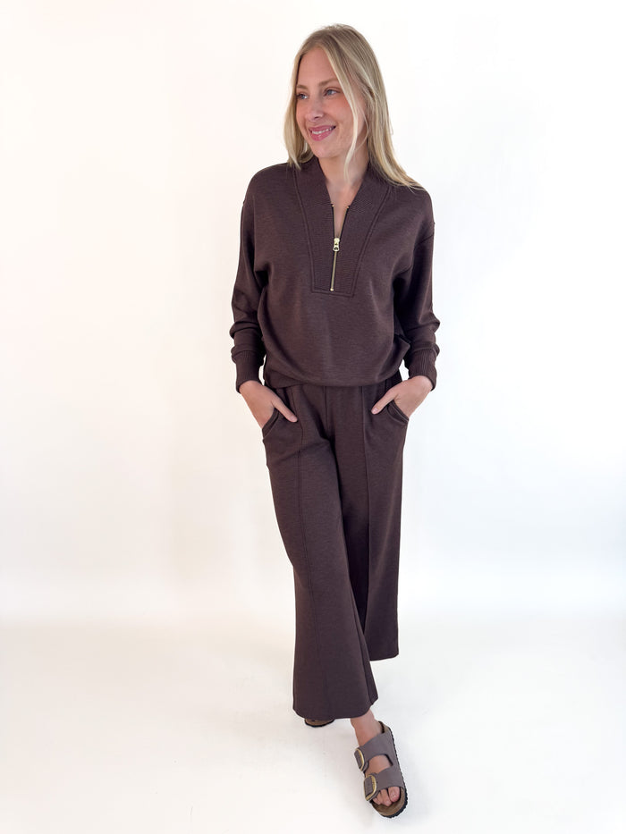 The Wide Leg Pant 28" - Coffee Marl
