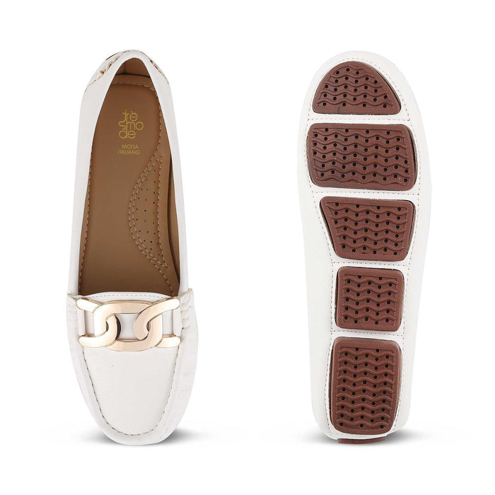 The Yon-New White Women's Dress Loafers Tresmode - Tresmode