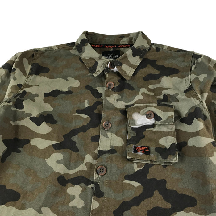 Threadboys 11-12 years khaki green camouflage cotton shirt