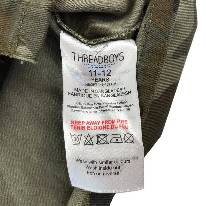 Threadboys 11-12 years khaki green camouflage cotton shirt