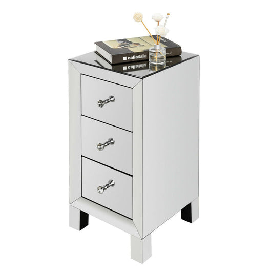 Three Drawer Silver Bedside Table