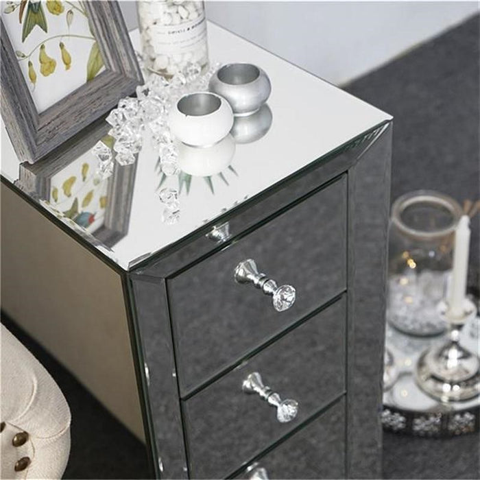 Three Drawer Silver Bedside Table