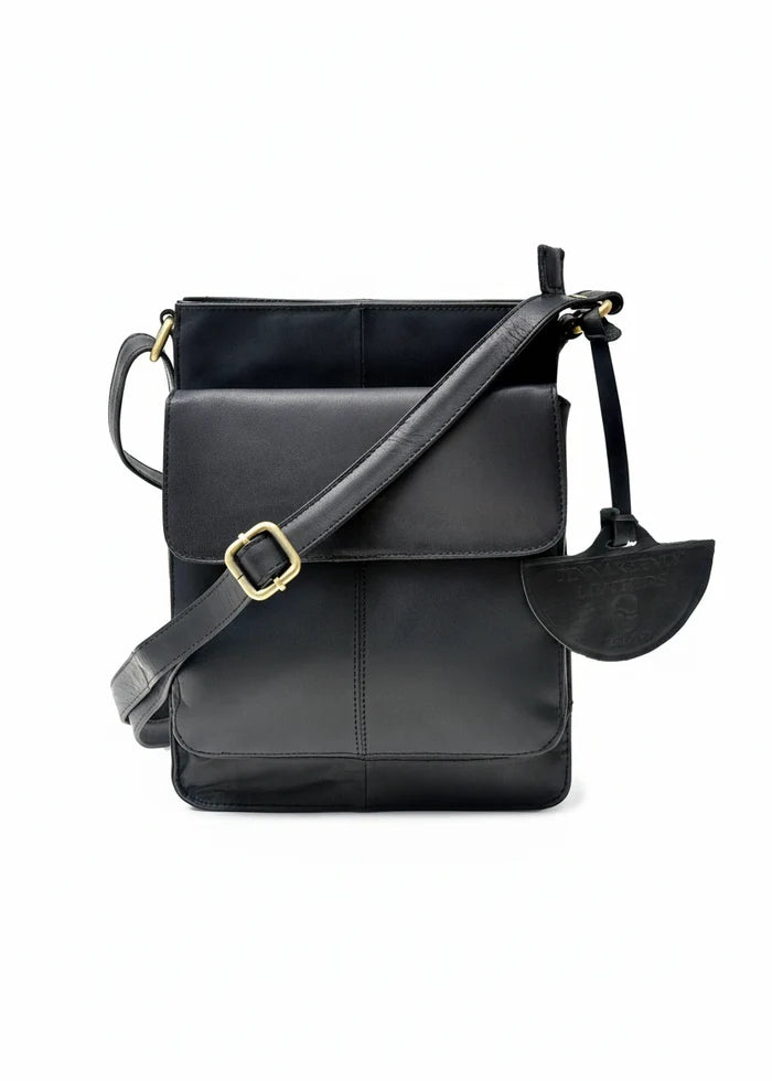 Luxury Irish Leather Sling Bag - Black