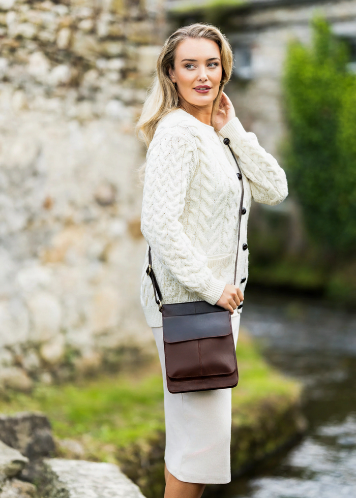 Luxury Irish Leather Sling Bag | Brown