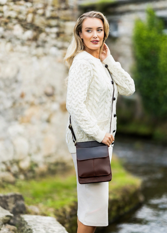 Luxury Irish Leather Sling Bag | Brown