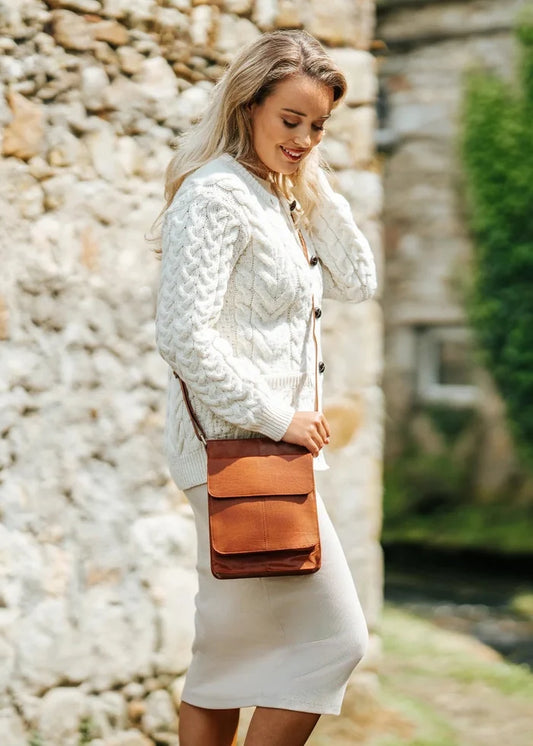 Luxury Irish Leather Sling Bag - Tan
