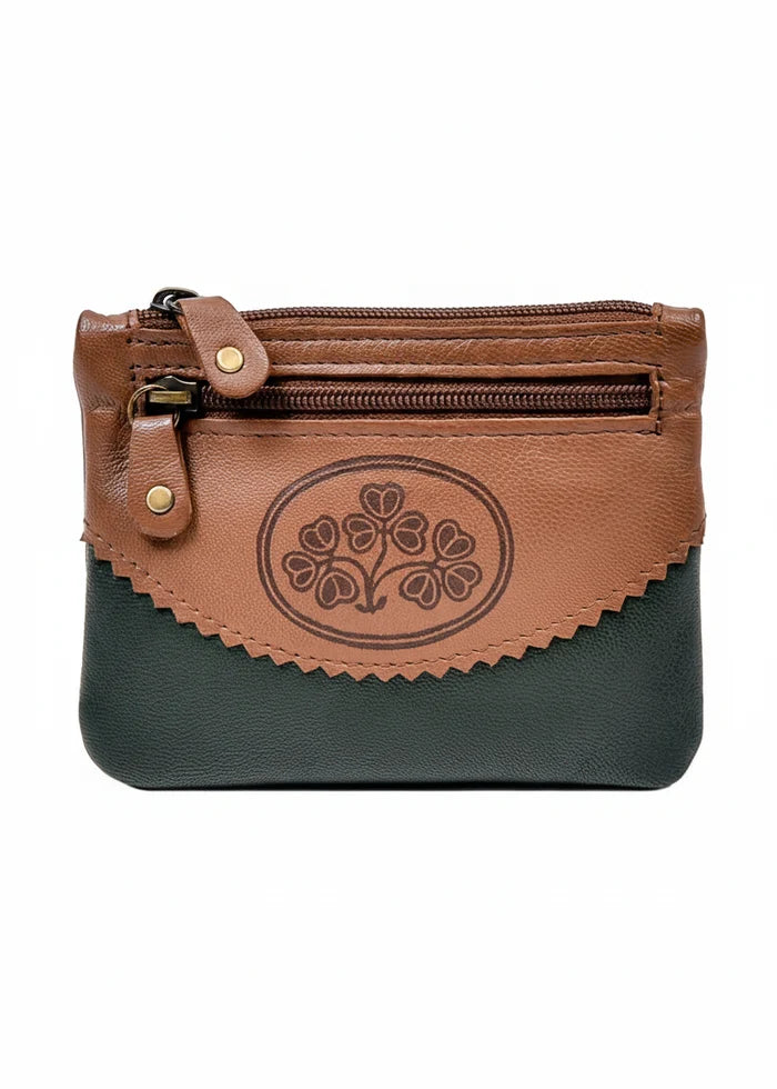 Tinnakeenly Leather Three Zip Purse - Shamrock