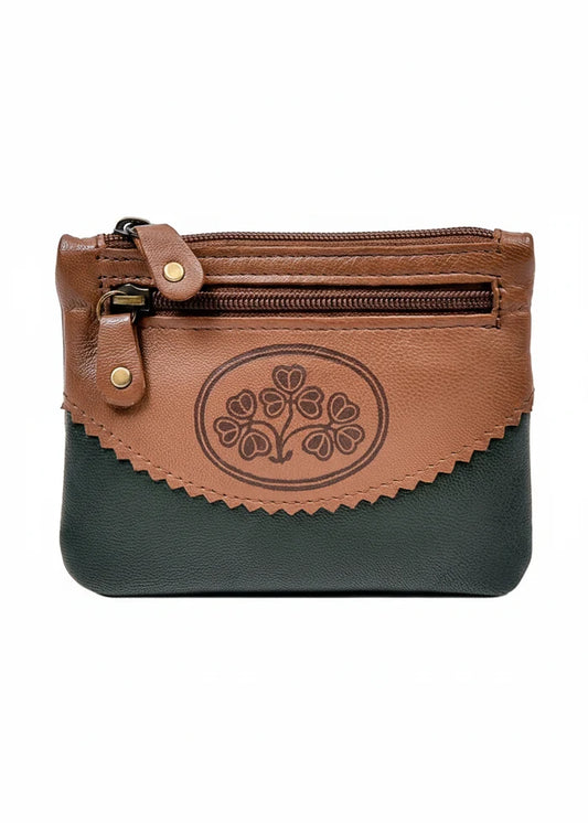 Tinnakeenly Leather Three Zip Purse - Shamrock