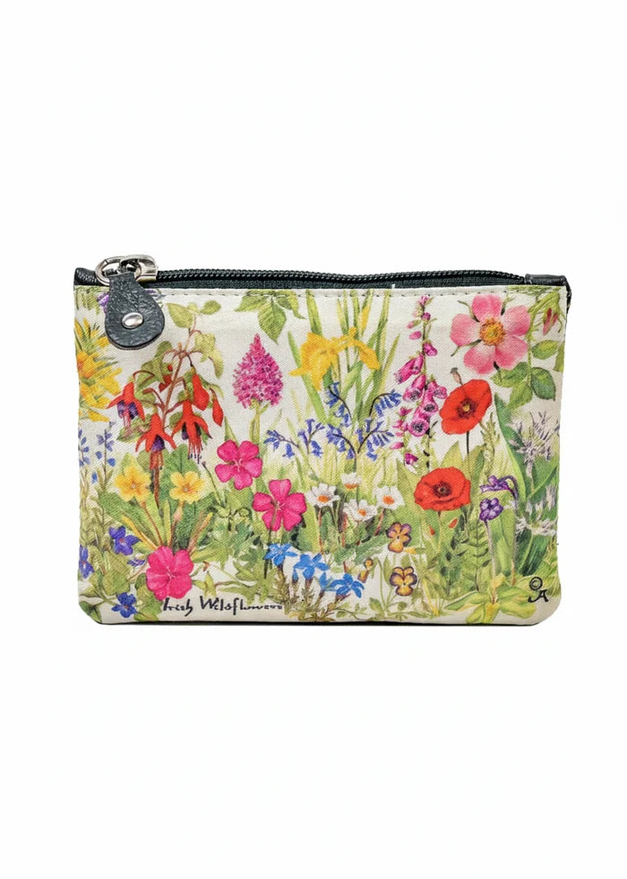 Tinnakeenly Leather Zip Purse - Irish Wildflowers