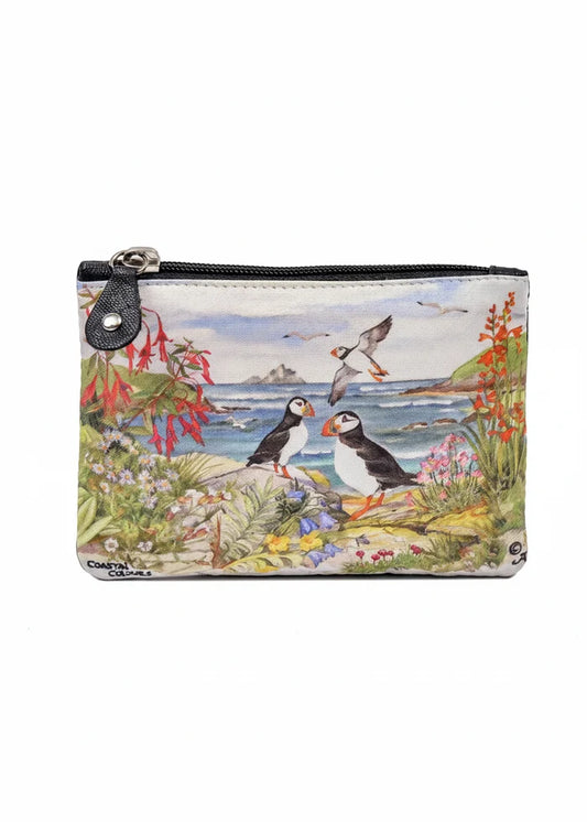 Tinnakeenly Leather Zip Purse - Puffins