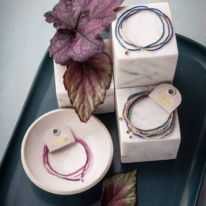 Tonal Chromacolor Miyuki Bracelet Trio - Purple/Silver