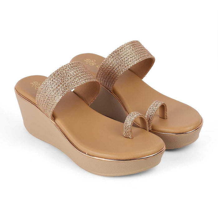 Adriana Champagne Women's TPR Sole Wedges Tresmode