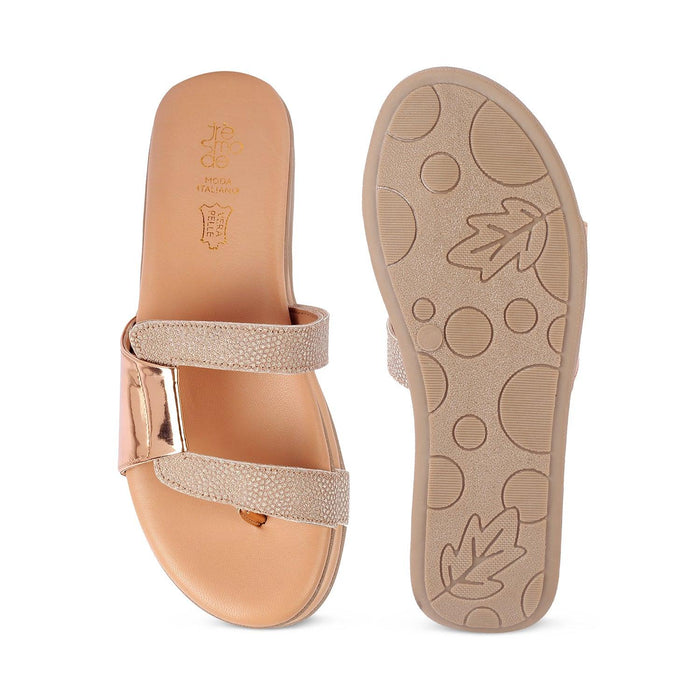 Bafila Champagne Casual Platform Flats For Women Tresmode