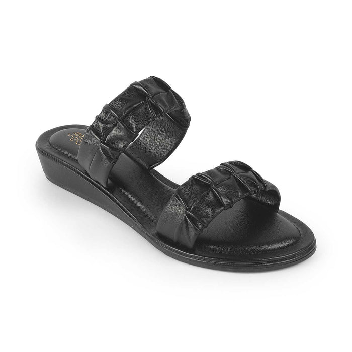 Tresmode Belo Black Women's Casual Small Wedge Sandals