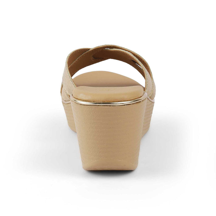 Tresmode Berlin Gold Women's Dress Wedge Heel Sandals