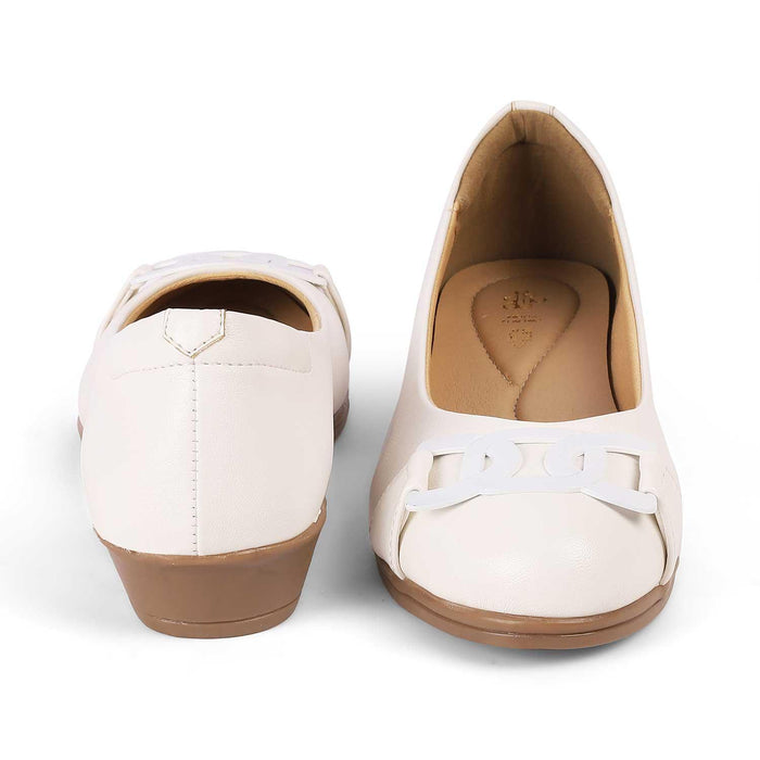 Bolingo White Women's TPR Sole Ballerinas Tresmode