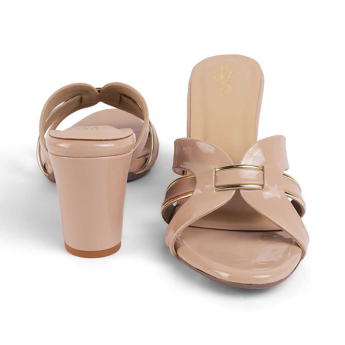 Ceskomara Beige Women's Vegan-Friendly Block Heel Sandals Tresmode
