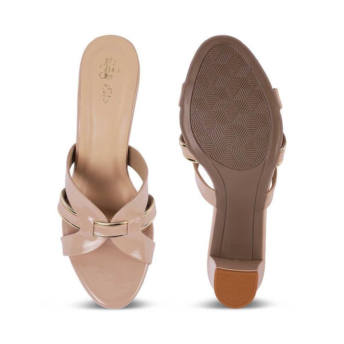 Ceskomara Beige Women's Super Trendy Block Heel Sandals Tresmode