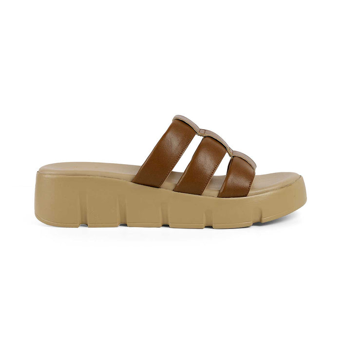 Tresmode Cludius Tan Women's Casual Chunky Sole Wedges