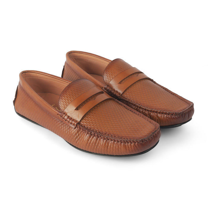 Men's TPR Sole Leather Penny Driving Loafers Tresmode