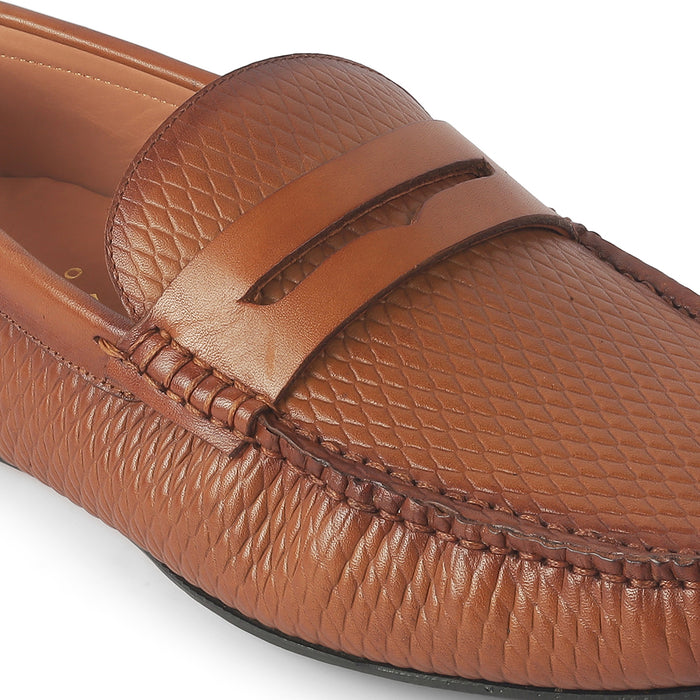 Men's Semi-Formal Leather Penny Driving Loafers Tresmode