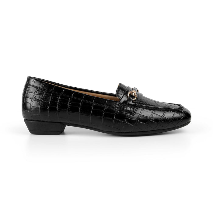 Tresmode Croco Black Women's Dress Loafers