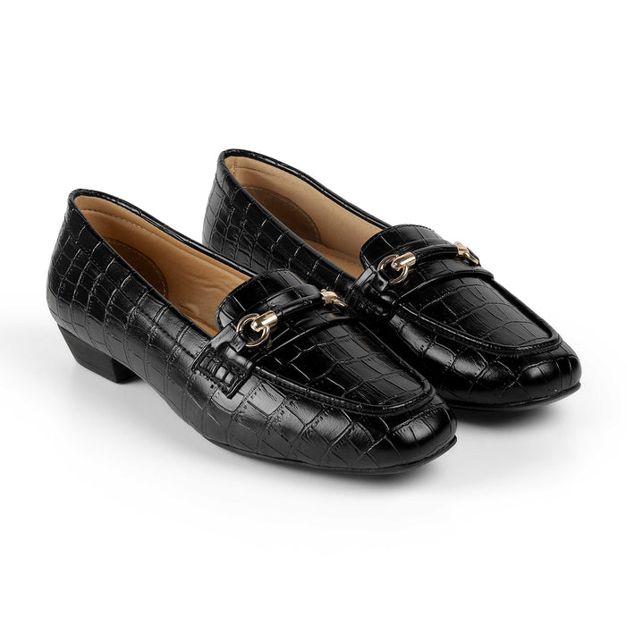Tresmode Croco Black Women's Dress Loafers